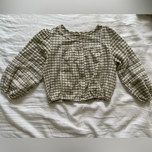 Rylee + Cru Small green plaid button down shirt